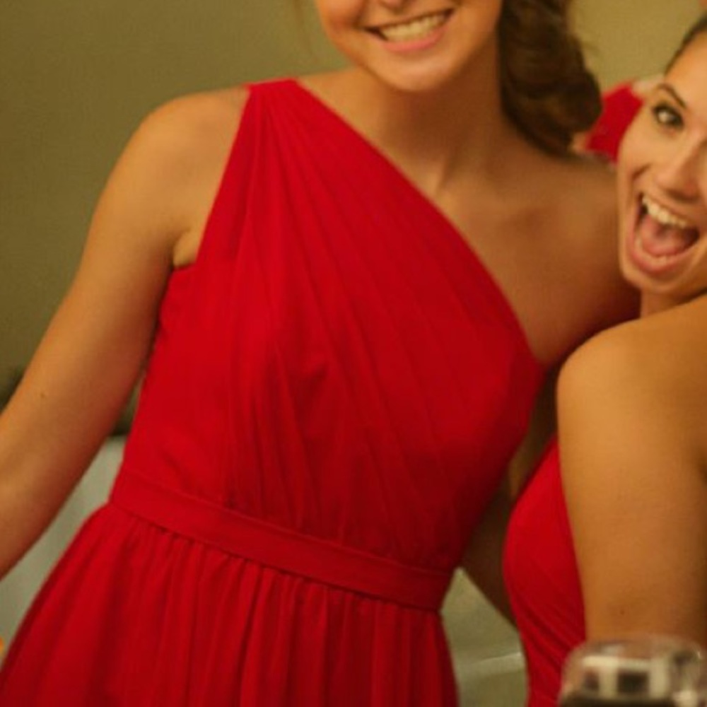 Alfred Angelo red bridesmaids dress short